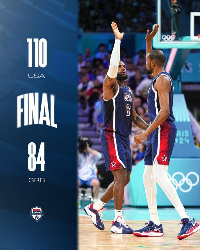 1722189933220012231.jpg 亮相巴黎大秀肌肉!美国男篮三节摧毁世界亚军