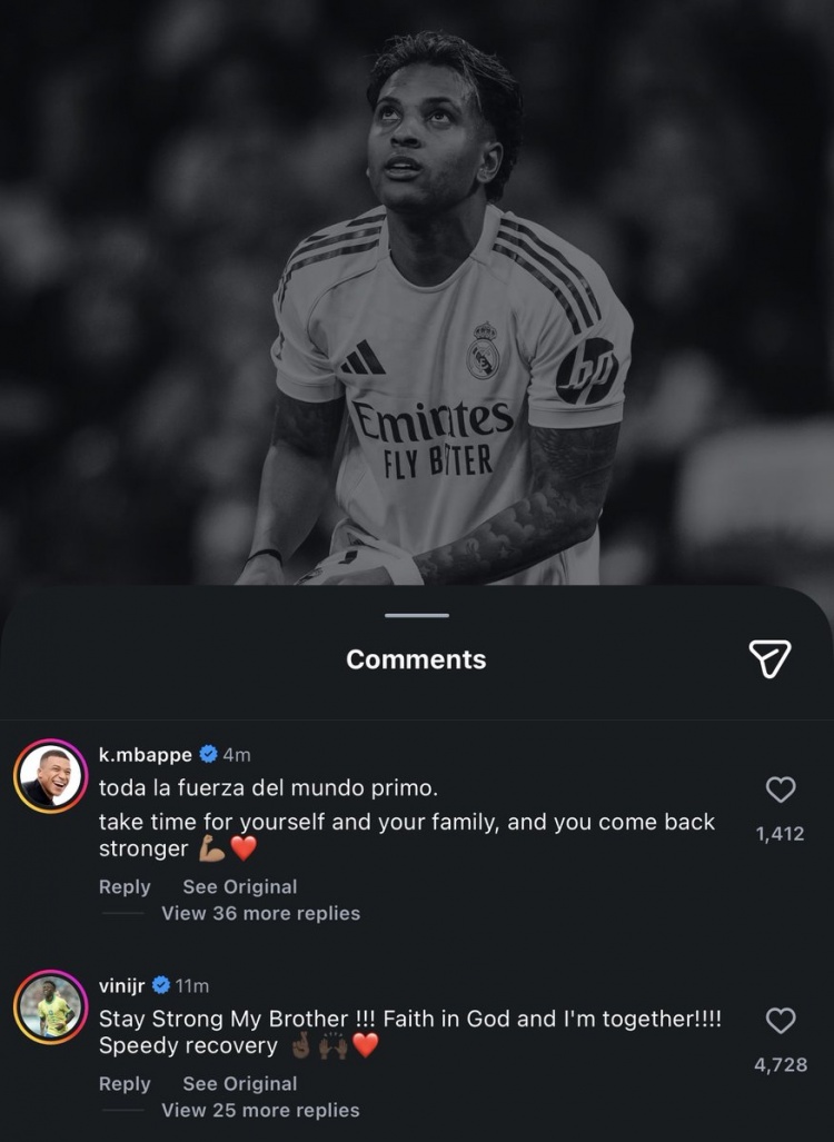 开云登录入口地址-罗德里戈遭遇重伤,姆巴佩、维尼修斯社媒留言鼓励